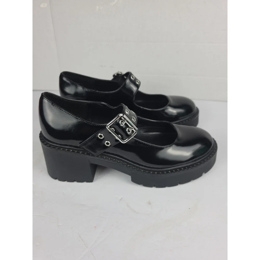 Madden Girl Mary Jane Platform Shoes Size 8 M Glossy Black Chunky Sole Grunge